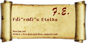 Fördős Etelka névjegykártya